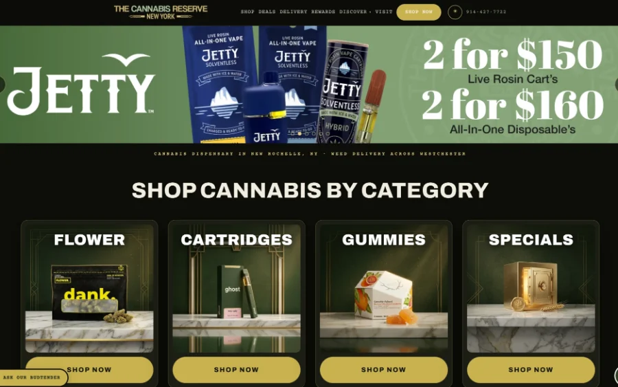 The Cannabis Reserve website homepage